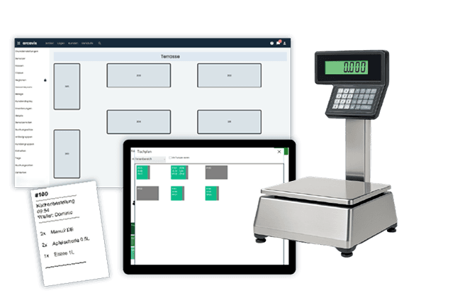 Illustration eines modernen POS-Systems im Unternehmensalltag